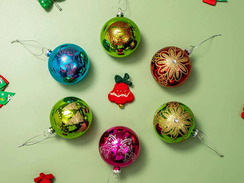 8cm Noel Patterned Clear Plastic Christmas Ball Ornament with String and Sublimation Alu Insert