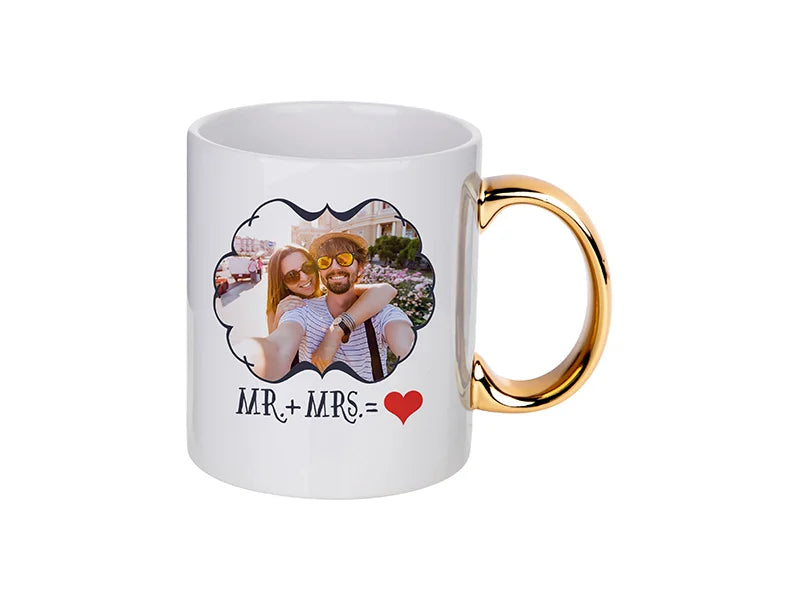 Sublimation 11oz Plated Ceramic Mug (Gold Handle)