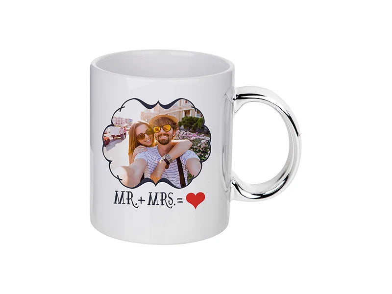 Sublimation 11oz Plated Ceramic Mug (Silver Handle)