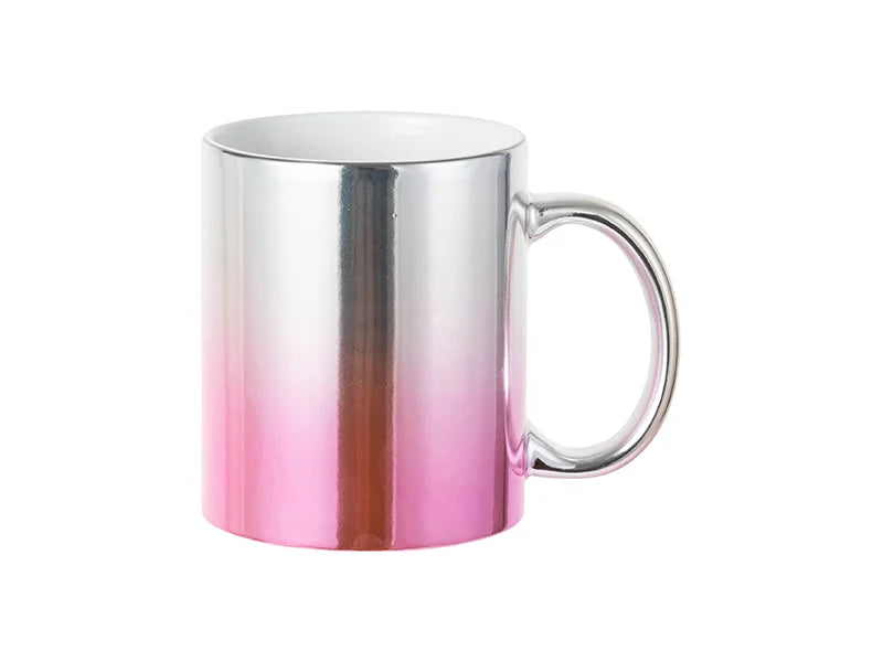 Sublimation Blanks 11oz Gradient Pink/Silver Plated Ceramic Mug