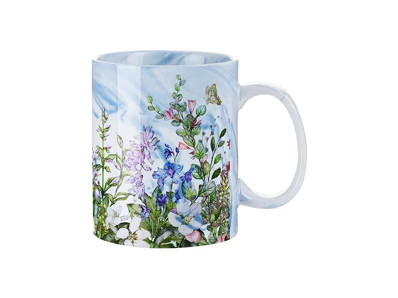 11oz Sublimation Blanks Marble Texture Mug (Blue)