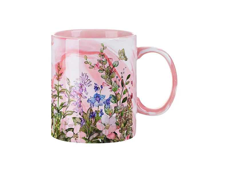 11oz Sublimation Blanks Marble Texture Mug (Pink)