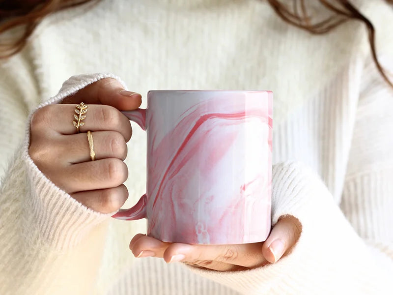 11oz Sublimation Blanks Marble Texture Mug (Pink)