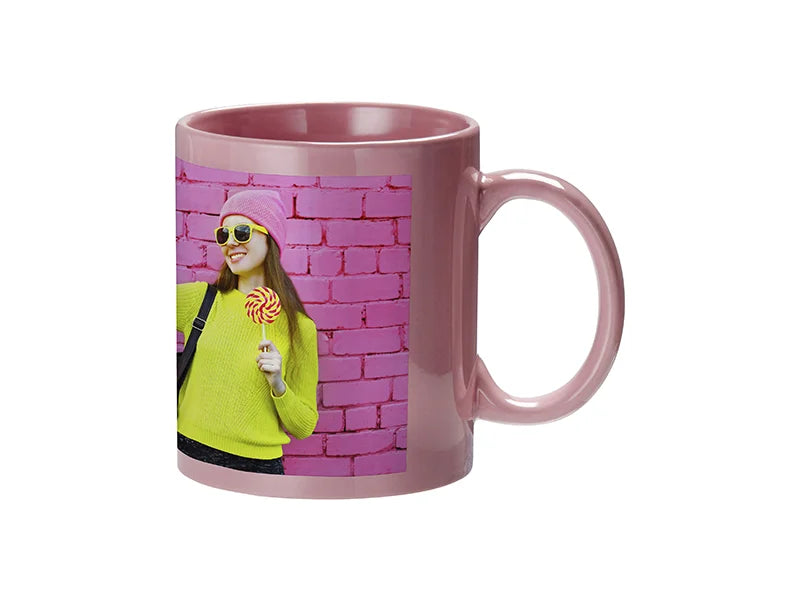 Sublimation 11oz Full Colour Mug w/ White Patch(Pink)
