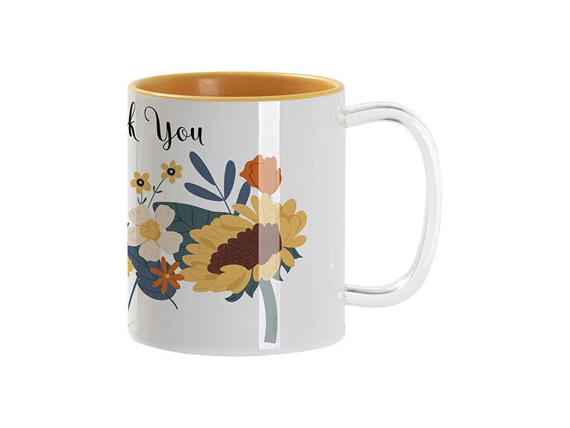 Sublimation Blanks 11oz Two-Tone Color Mug - Yellow (Clear Glass Handle)