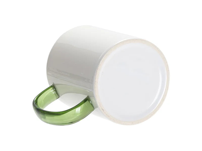 Sublimation Blanks 11oz Two-Tone Color Mug - Dark Green (Green Glass Handle)