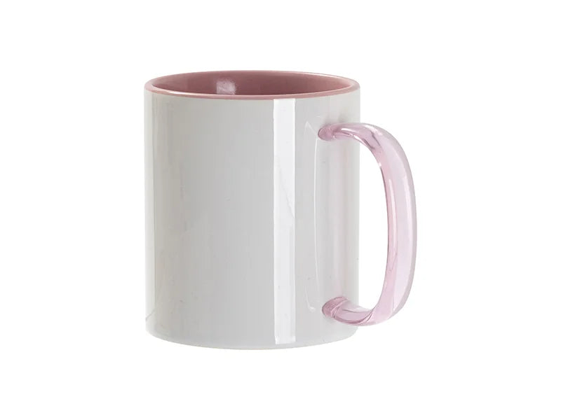 Sublimation Blanks 11oz Two-Tone Color Mug - Pink (Pink Glass Handle)