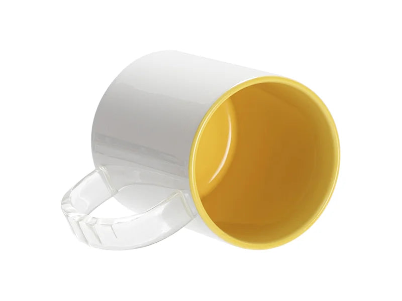 Sublimation Blanks 11oz Two-Tone Color Mug - Light Yellow (Clear Glass Handle)
