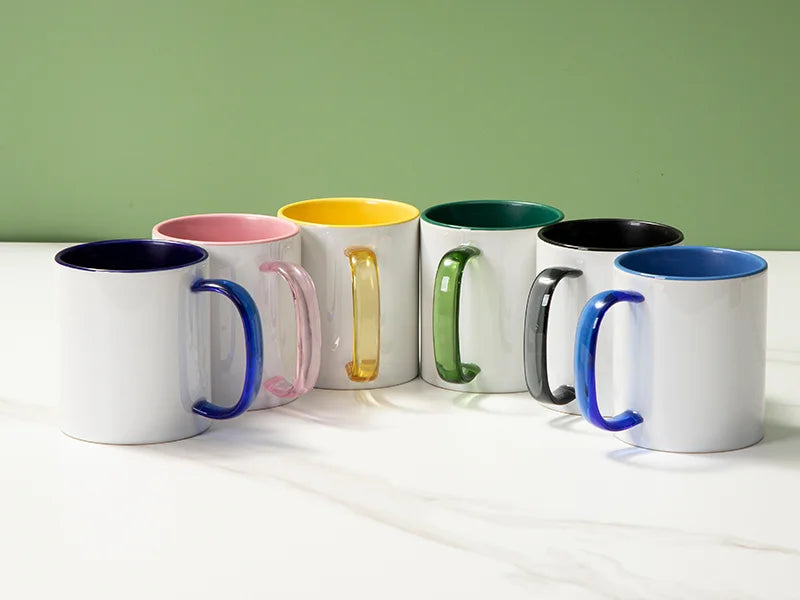 Sublimation Blanks 11oz Two-Tone Color Mug - Glass Handle