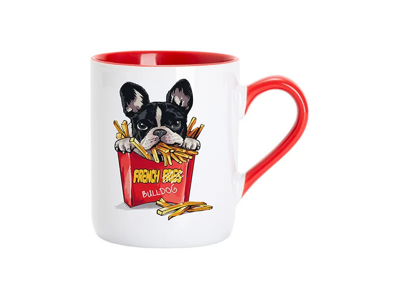 Sublimation 11oz Inner Handle Color Mugs w/ Curved Bottom (Red)