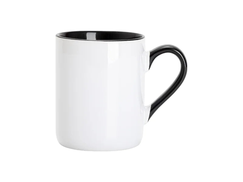 Sublimation 11oz Inner Handle Color Mugs w/ Curved Bottom (Black)