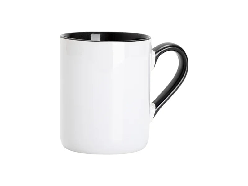Sublimation 11oz Inner Handle Color Mugs w/ Curved Bottom (Black)