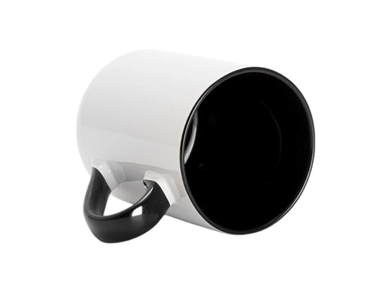 Sublimation 11oz Inner Handle Color Mugs w/ Curved Bottom (Black)