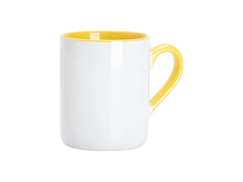 Sublimation 11oz Inner Handle Color Mugs w/ Curved Bottom (Yellow)