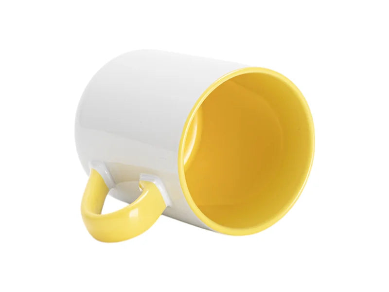 Sublimation 11oz Inner Handle Color Mugs w/ Curved Bottom (Yellow)
