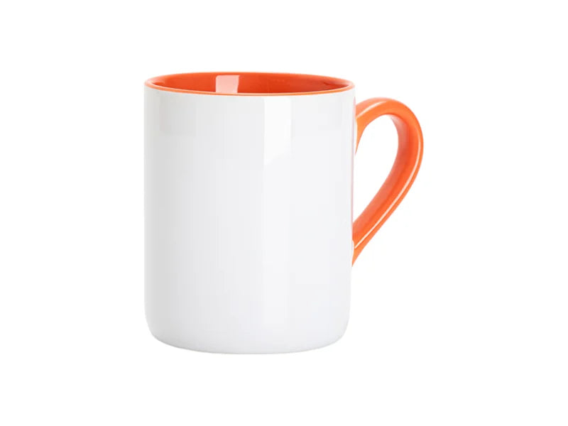 Sublimation 11oz Inner Handle Color Mugs w/ Curved Bottom (Orange)