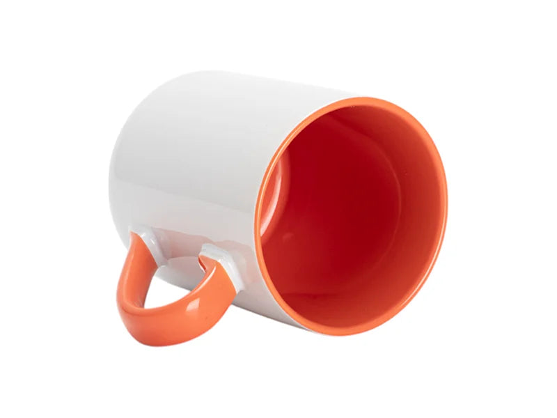 Sublimation 11oz Inner Handle Color Mugs w/ Curved Bottom (Orange)