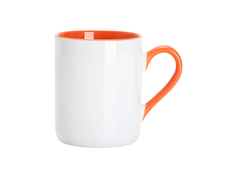 Sublimation 11oz Inner Handle Color Mugs w/ Curved Bottom (Orange)