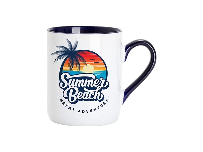 Sublimation 11oz Inner Handle Color Mugs w/ Curved Bottom (Dark Blue)