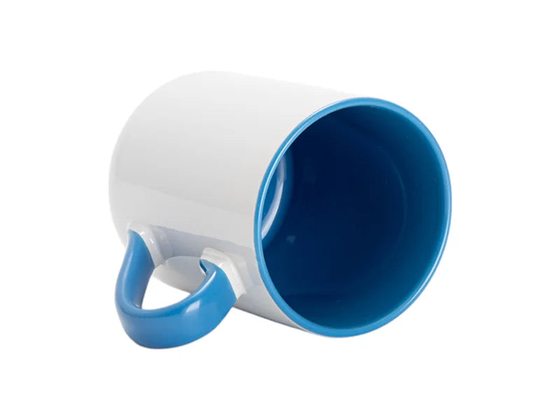 Sublimation 11oz Inner Handle Color Mugs w/ Curved Bottom (Light Blue)