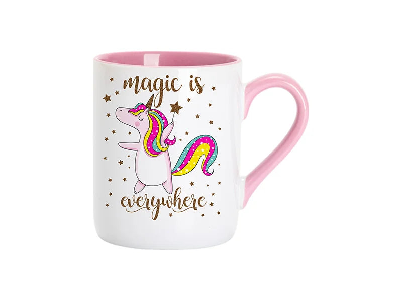 Sublimation 11oz Inner Handle Color Mugs w/ Curved Bottom (Pink)