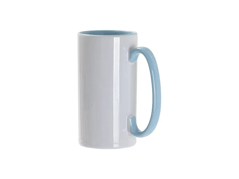 Sublimation Blanks 12.8oz/380ml Inner/Handle Color Skinny Tall Mug-Light Blue