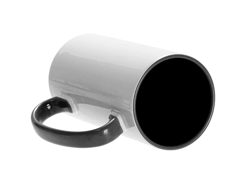 Sublimation Blanks 12.8oz/380ml Inner/Handle Color Skinny Tall Mug-Black