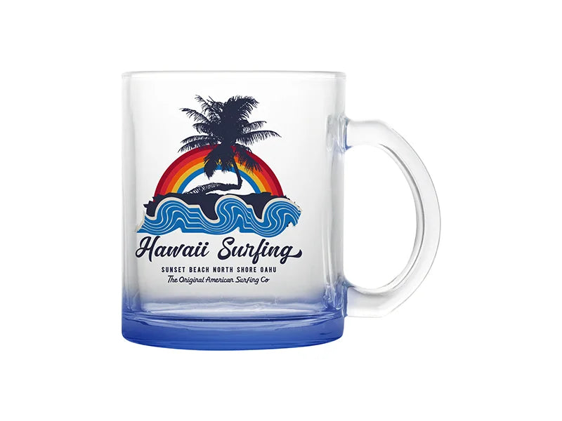 11oz Sublimation Blanks Clear Glass Mugs(Dark Blue Bottom)