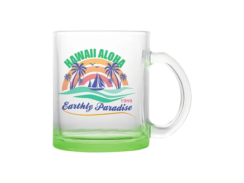 11oz Sublimation Blanks Clear Glass Mugs(Green Bottom)