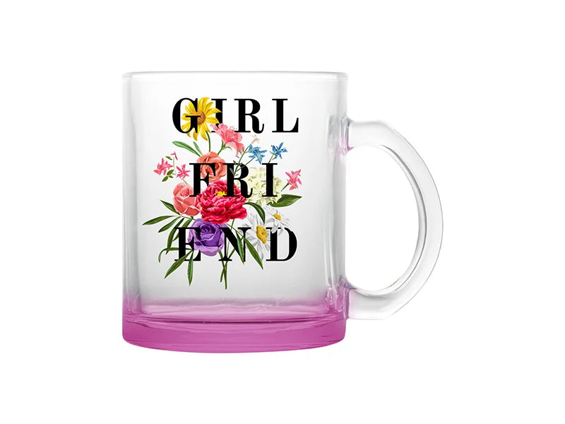 11oz Clear Glass Mugs(Purple Red Bottom)