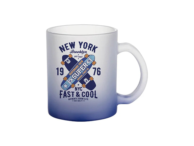 Sublimation 11oz Glass Mugs Gradient Dark Blue