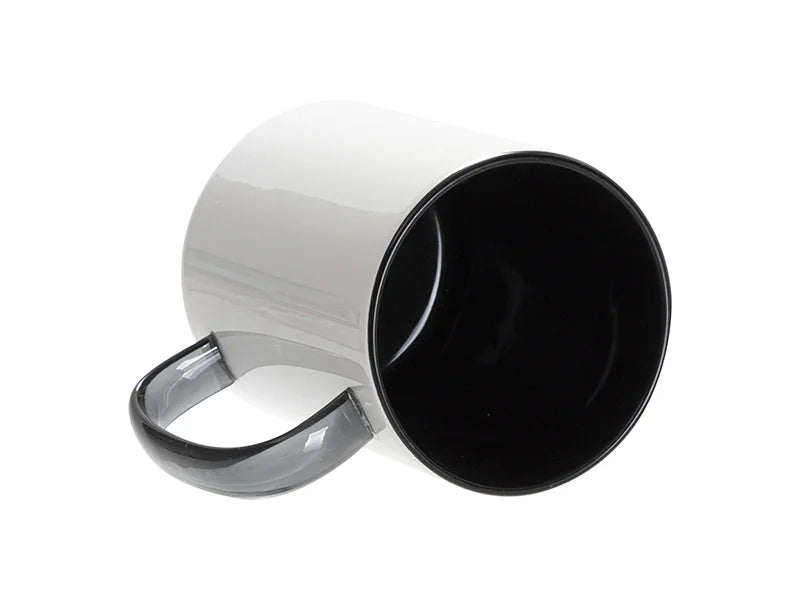 Sublimation Blanks 15oz Two-Tone Color Mug-Black (Black Glass Handle)