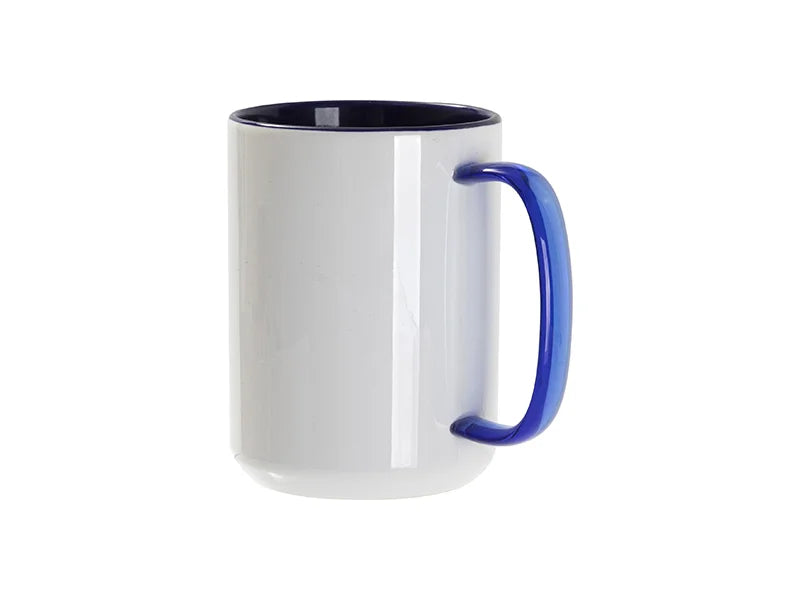 Sublimation Blanks 15oz Two-Tone Color Mug-Dark Blue (Blue Glass Handle)
