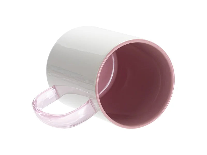 Sublimation Blanks 15oz Two-Tone Color Mug-Pink (Pink Glass Handle)
