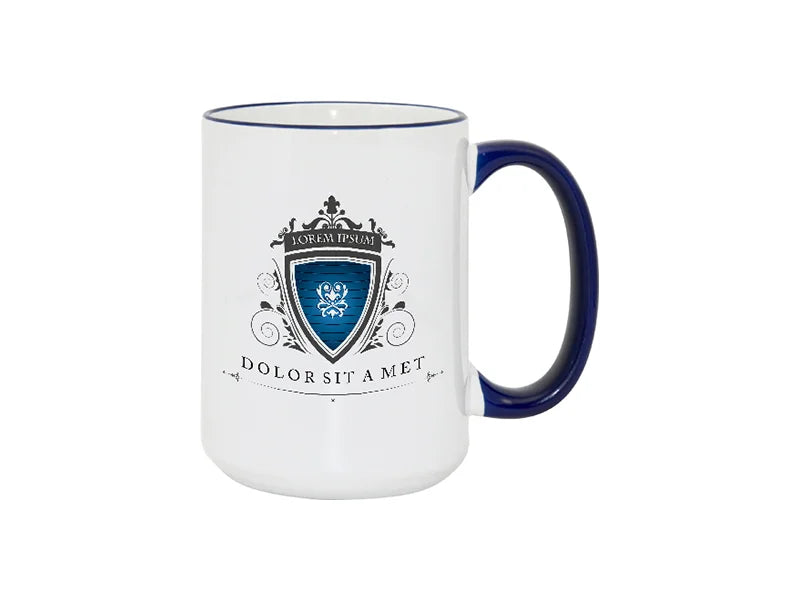 Sublimation 15oz Rim/Handle Mugs - Blue