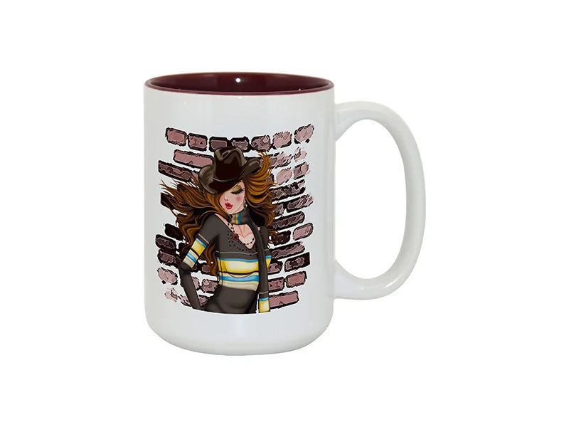 Sublimation 15oz Two-Tone Color Mugs - Maroon