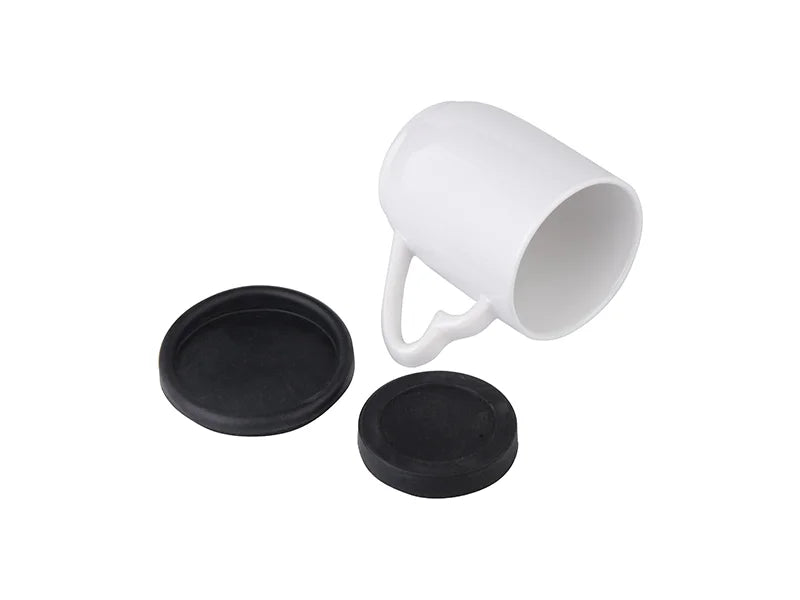 Sublimation 12oz/360ml Ceramic Mug w/ Silicon Lid and Base (Black)