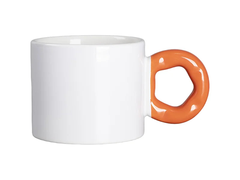 Sublimation 9oz/280ml White Mug with Orange Donut Handle