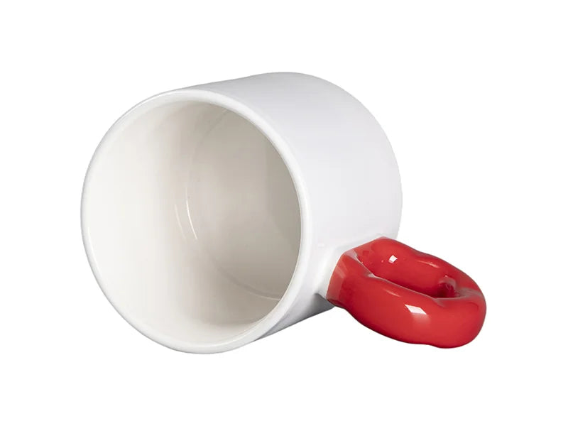 Sublimation 9oz/280ml White Mug with Red Donut Handle
