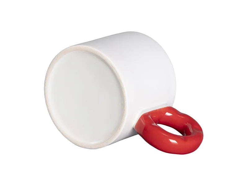 Sublimation 9oz/280ml White Mug with Red Donut Handle