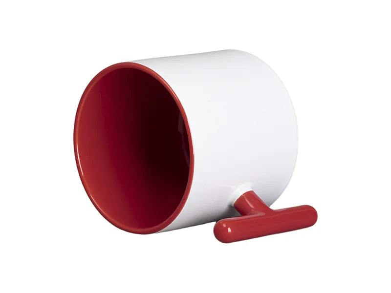 Sublimation 9oz Inner T-Handle Color Mug (Red)