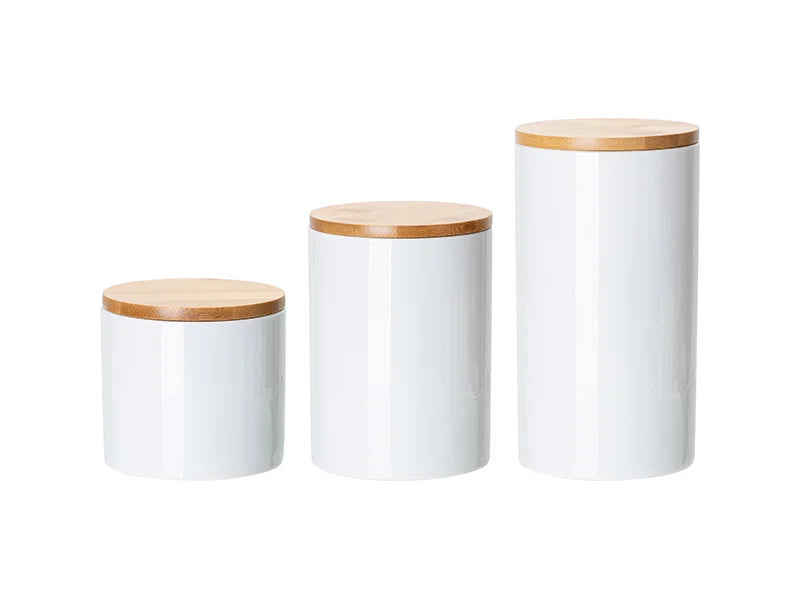 Sublimation Blanks 16oz Ceramic Storage Jar w/ Bamboo Lid
