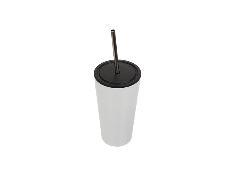 Sublimation 22oz/650ml Stainless Steel Tumbler w/ Straw (White)