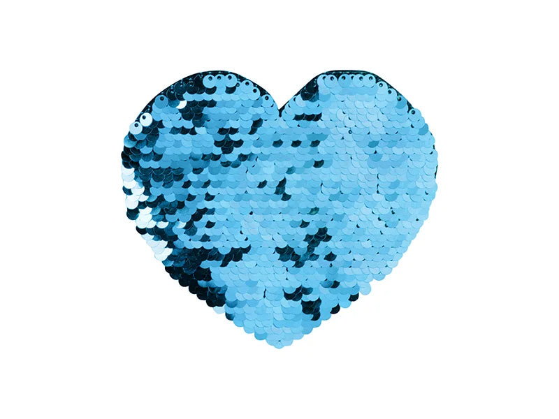 Sublimation Flip Sequins Adhesive Black Base (Heart, Light Blue W/ White)