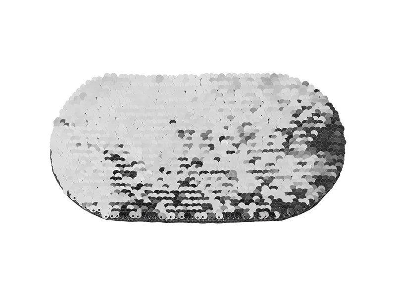 Sublimation Flip Sequins Adhesive (Oval, Silver W/ White)