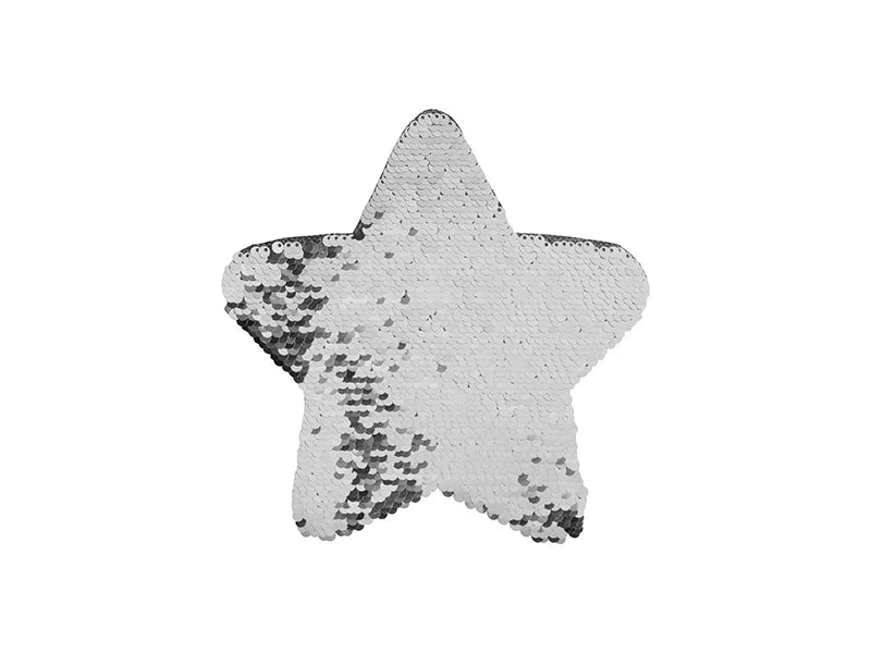 Sublimation Flip Sequins Adhesive Black Base (Star, Silver W/ White) (18*18cm)