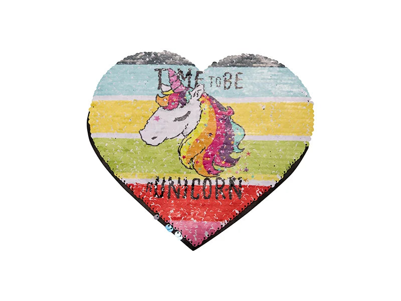 Sublimation Flip Sequins Adhesive (Heart, Silver W/ White)
