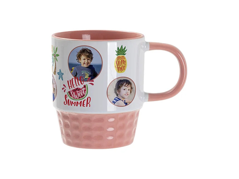 Sublimation Blanks 10oz/300ml Stackable Inner/Handle Color Mug--Pink
