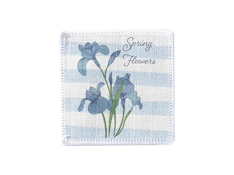 Sublimation Blanks Linen Square Mug Coaster(10*10cm, Beige and Light Blue Stripe)