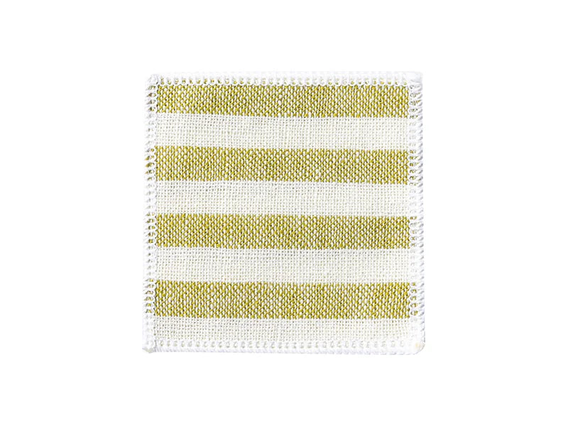 Sublimation Blanks Linen Square Mug Coaster(10*10cm, Beige and Light Green Stripe)
